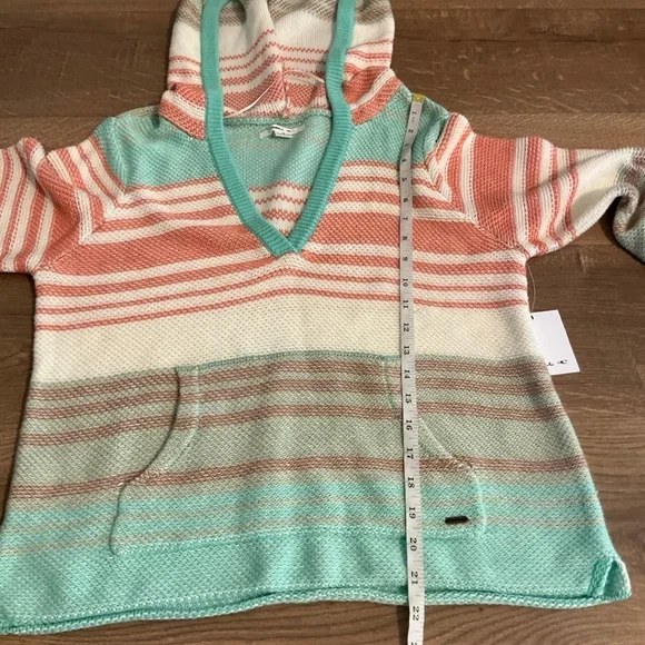 O’Neill pink, mint green, white striped Hoodie sweater, S, NWT! - Picture 6 of 7
